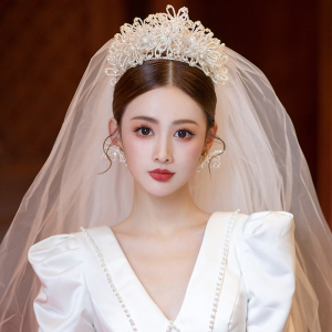 可爱新娘韩式手工珍珠镶嵌复古婚礼皇冠唯美气质合金婚纱造型头饰