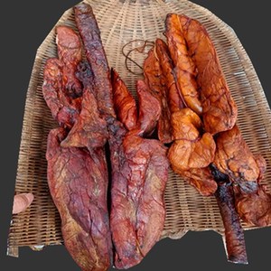 柴火烟熏腊猪肺心肺肺片湖北宜昌长阳农家土猪腊肉干猪肺下酒1个