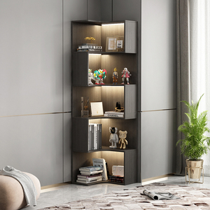 客厅现代简约转角柜角柜置物柜书架收纳柜实木轻奢高档墙角展示柜