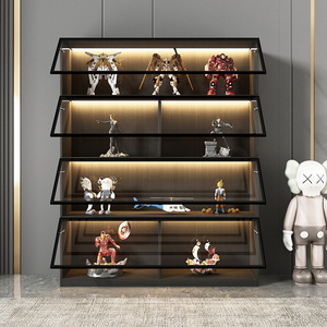 手办柜展示柜家用客厅储物柜定制乐高玩具收藏陈列柜子实木多层板