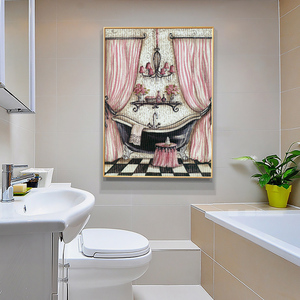 北欧卡通卫生间装饰画女孩房间化妆间挂画防水防潮厕所浴室墙壁画