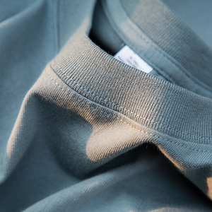 雾霾蓝重磅精梳棉纯色长袖t恤 270g纯色宽松打底内搭上衣基础款