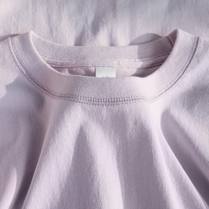 雪青色 淡紫色250g重磅纯棉质感短袖三本针圆领纯色简约休闲T恤衫