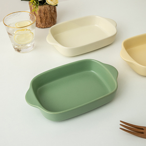 马卡龙色系烤盘〗7英寸陶瓷双耳盘ins烘焙烤盘韩式焗饭盘子微瑕