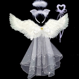 儿童天使服装白色羽毛翅膀衣服女童cosplay精灵宝宝公主表演出服