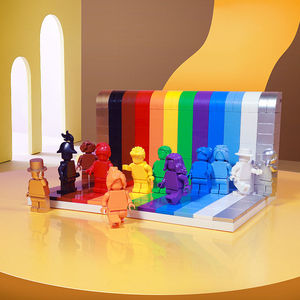 乐高纯色人仔像素12背景颜色套装摆件玩偶成年人益智拼装积木玩具