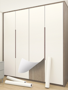 奶白色肤感膜衣柜贴纸墙纸自粘防水柜子柜门橱柜家具翻新改色贴膜