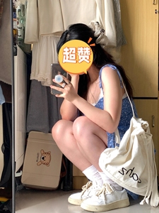 韩版ins字母刺绣双肩包女学生抽绳帆布背包大容量通勤百搭水桶包