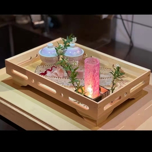 新款松木长方形托盘刺身寿司盘子创意餐具日式料理摆盘拼盘实木制