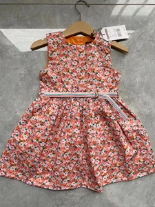 法单思佳美儿sergentmajor女童春夏两面穿橙色碎花纯棉连衣裙