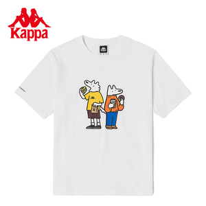 卡帕Kappa萌宠插画师联名短袖新款情侣男女运动T恤夏休闲印花半袖