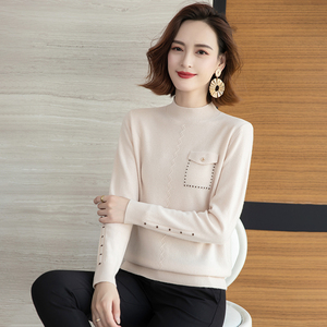 半高领羊绒衫女100 纯羊毛加厚短款宽松针织打底外穿针织精仿毛衣