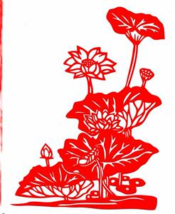 ah03 廉政剪纸廉洁莲花荷花【红黑深蓝色宣纸】窗花镂空刻纸成品