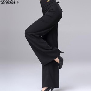 丹宝罗摩登舞阔腿裤拉丁裤女国标舞服装裤子成人女交谊舞长裤高腰