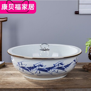 老式家用手工陶瓷和面盆加厚陶瓷盆发面盆揉面盆不粘省力陶瓷面盆