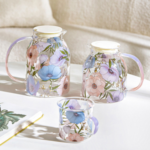 西比尔莲花玻璃水壶玻璃杯家用耐高温泡茶壶水具套装大容量冷水壶