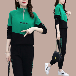 春天运动服套装女春装2023新款女士名牌立领卫衣两件套春秋休闲装