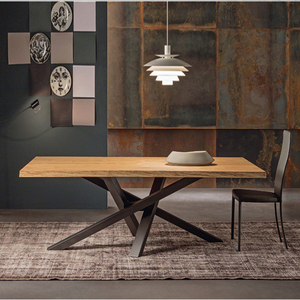 铁艺实木餐桌工业风饭桌简约现代办公桌设计师创意书桌长条工作台
