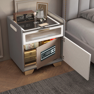 床头柜保险柜智能无线充电小型床边保险箱多功能带锁卧室收纳柜子