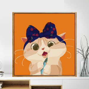 可爱卡通猫咪diy数字油画小尺寸手绘填充治愈系油彩画客厅装饰画