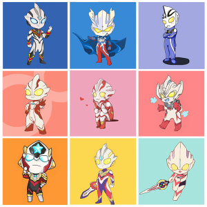 九宫格奥特曼diy数字油画 手绘填充涂色丙烯油彩画 小尺寸卡通画