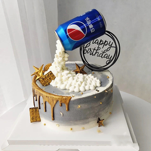 网红反重力啤酒瓶可乐创意定制男士爸爸个性生日蛋糕全国同城配送