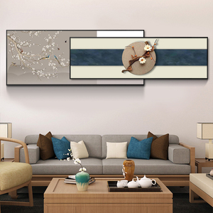 新中式客厅装饰画横版高档沙发背景墙挂画现代简约叠加壁画中国风