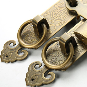 挂直高门栓扣木拉门铜纯条大门铜搭中档柜式手式全扣门锁扣锁老门