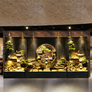 001人付款淘宝中式水幕墙流水假山喷泉室内公司会所背景墙招财开业