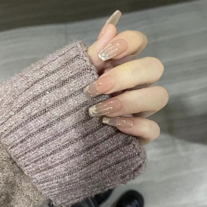 【手工定制】银色水滴穿戴甲秋冬美甲贴片2021新款指甲成品高级感