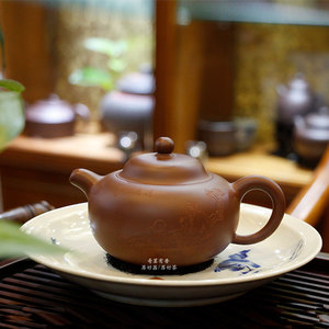 宜兴紫砂壶尹跃琴原矿清水泥凸盖一粒珠国家工艺美术师半手工制作