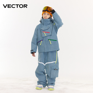 VECTOR儿童滑雪服牛仔中大童单板保暖美式专业防水滑雪上衣裤子冬