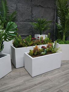 长方形组合户外花箱花槽定制商场酒店庭院花池大种植箱玻璃钢花盆