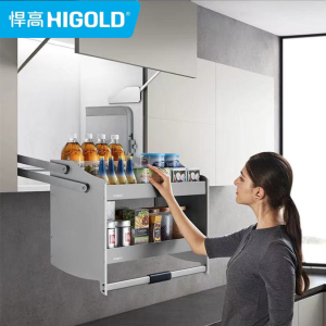 higold/悍高 希勒吊柜阻尼升降式橱柜拉篮碗篮调味篮双层厨房