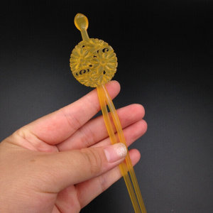 日本购日本京都a中古复古仿鳖甲风仿骨质亚克力混合材质和风发簪