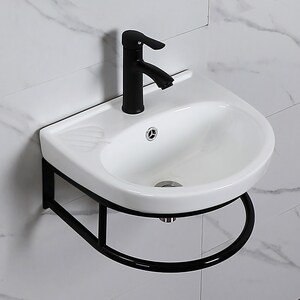 黑色不锈钢支架盆家用卫生间洗手台简易洗脸盆面盆阳台小号洗漱盆