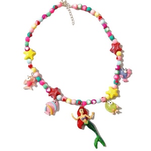 新款原创美人鱼耳环项链套装夸张搞怪趣味可爱耳饰童趣玩具颈链女