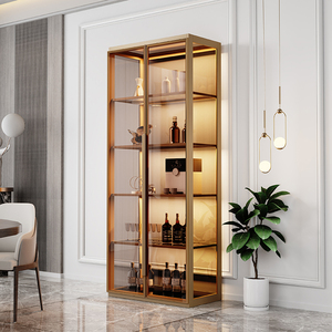 新中式实木酒柜客厅靠墙餐边柜储物柜一体轻奢高端小型玻璃红酒柜洛