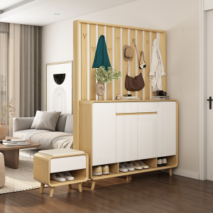 入门鞋柜2022新款家用门口坐凳一体可坐北欧风带挂衣架客厅玄关柜