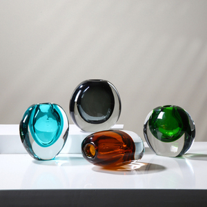 轻奢玻璃花瓶小摆件酒店样板房软装饰品网红客厅餐桌面插花瓶创意