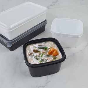装粥的打包盒一次性饭盒吸塑带盖子绿豆汤水果捞黑色外卖包装餐盒