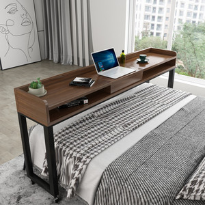 跨床桌移动桌子简约卧室梳妆台床尾桌双人电脑桌实木家用床上书桌