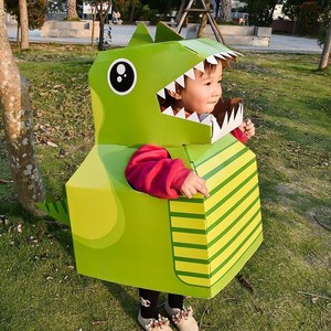 纸箱恐龙玩具可穿纸板霸王龙模型套头儿童手工制作diy衣服幼儿园