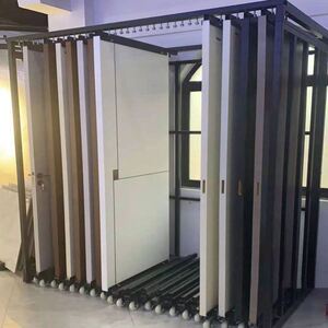 瓷砖抽拉展架立板板材卡槽直拉柜上墙展示柜展具陶瓷推拉木门架子tb