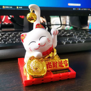 2022新招财猫摇手太阳能猫摇手创意可爱猫猫办公桌车载摆件中快手