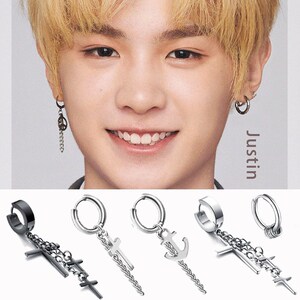 zj573181456淘宝耳环男士耳钉韩版个性酷黑耳圈单只潮人有耳洞佩戴