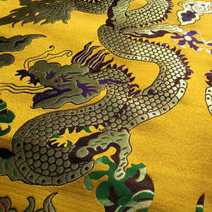 王氏手工 范冰冰龙袍同款布料 金黄色龙纹 提花 仿云锦绸缎面料1