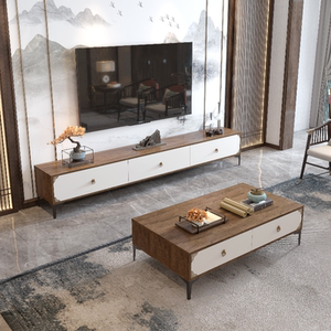新中式茶几电视柜组合岩板现代简约客厅小户型极简轻奢电视机柜