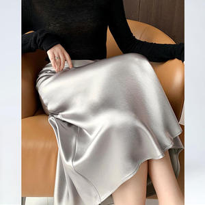 感小众高腰半身裙女夏季a字紧身性感包臀裙皮裙辣妹银色短裙3人付款