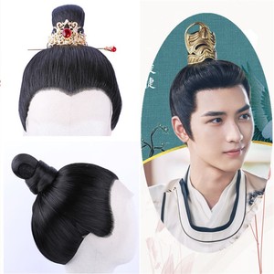 汉服男古风古装精品手钩黑短发套 影视剧儿童cos头套整顶假发发髻
